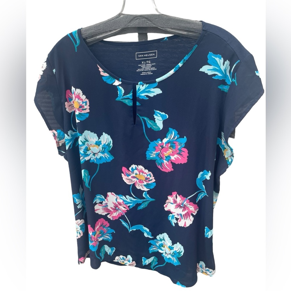 Van Heusen Navy Blue Floral Pattern‎ Front